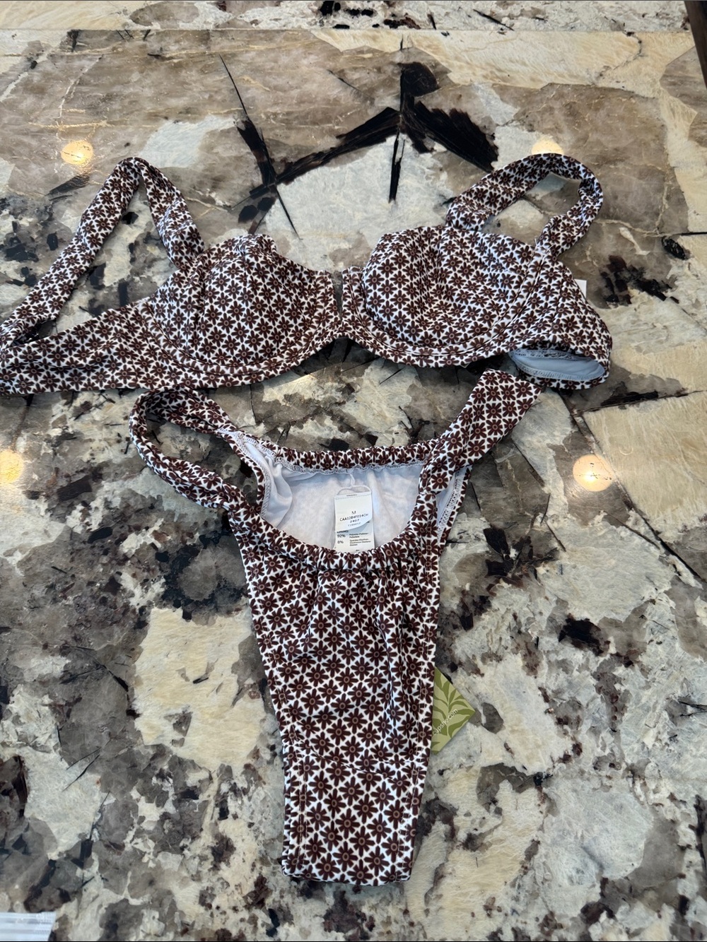 Cupshe Brown and White Floral Underwire Bikini Set